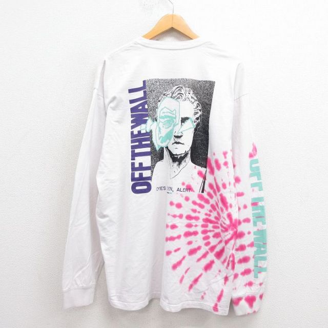 XL★古着 バンズ VANS 長袖 Tシャツ メンズ EYES 大きいサイズ コットン クルーネック 白他 ホワイト タイダイ 25sep29 中古