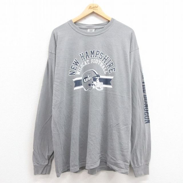 【20%OFF】XL★古着 長袖 Tシャツ メンズ ニューハンプシャー 大きいサイズ コットン クルーネック グレー 25sep29 中古
