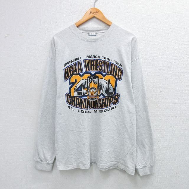 【50%OFF】00s 長袖Tシャツ レスリング グレー L | 古着