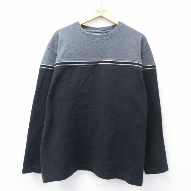 【50%OFF】長袖Tシャツ ツートンカラー ブラック XL | 古着