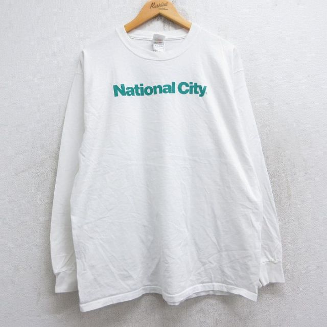 L★古着 フルーツオブザルーム 長袖 ビンテージ Tシャツ メンズ 00年代 00s ナショナルシティ JDRF コットン クルーネック 白 ホワイト 【spe】 25oct04 中古