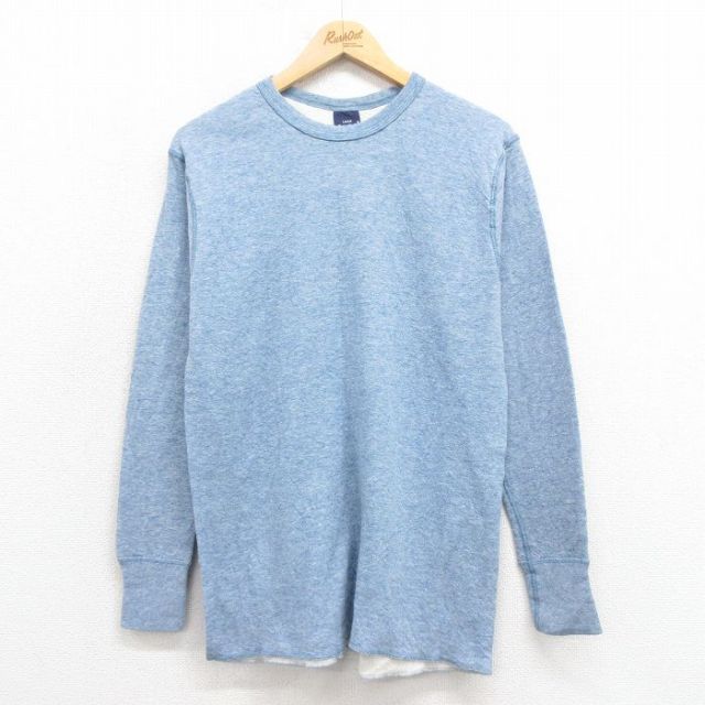 L★古着 duofold 長袖 ビンテージ Tシャツ メンズ 90年代 90s 無地 クルーネック USA製 紺 ネイビー 霜降り 【spe】 25oct23 中古