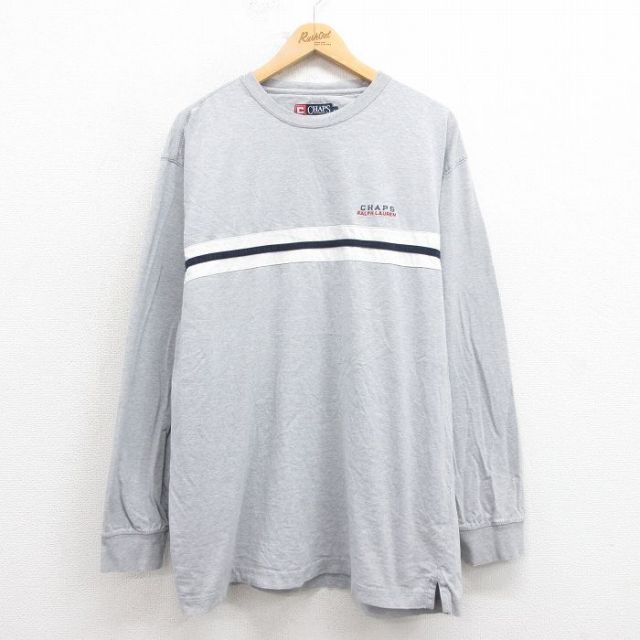 ラルフローレン 90s 長袖Tシャツ ワンポイントロゴ グレー XL | 古着