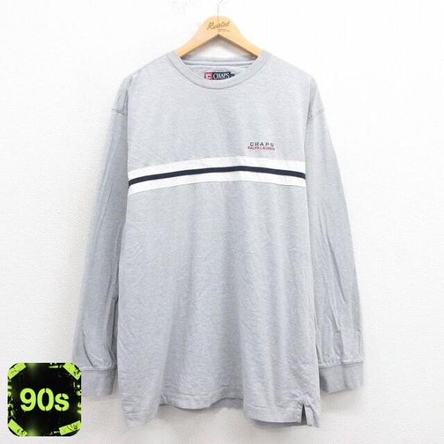 ラルフローレン 90s 長袖Tシャツ ワンポイントロゴ グレー XL | 古着