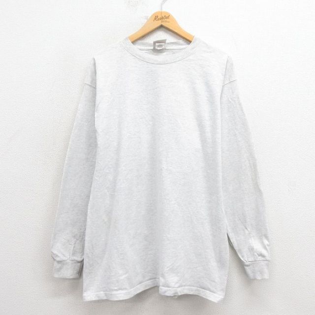 XL★古着 PLUMA 長袖 ビンテージ Tシャツ メンズ 00年代 00s 無地 コットン クルーネック グレー 霜降り 25oct23 中古