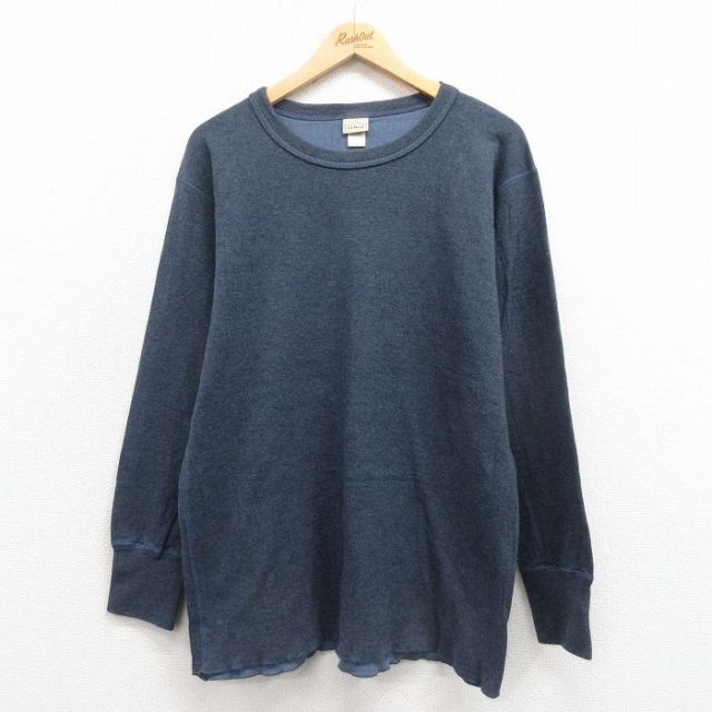 XL★古着 エルエルビーン LLBEAN 長袖 Tシャツ メンズ 無地 コットン クルーネック カナダ製 グレー 25oct23 中古