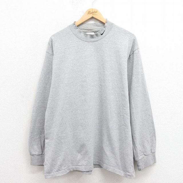 【50%OFF】ナイキ 00s 長袖Tシャツ ワンポイントロゴ グレー L | 古着