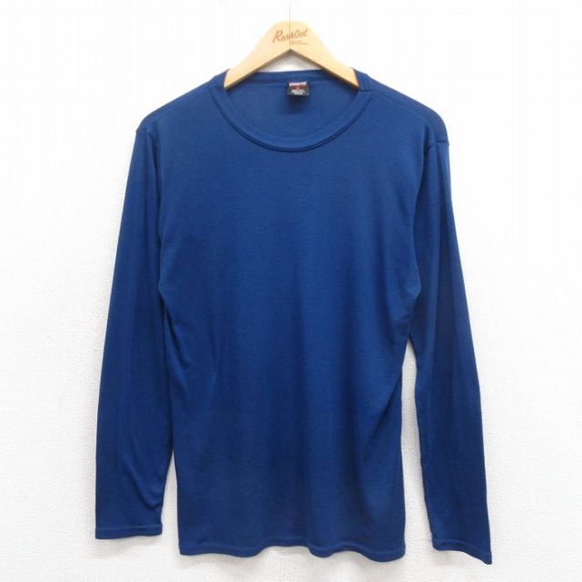 L★古着 パタゴニア patagonia 長袖 ビンテージ Tシャツ メンズ 90年代 90s キャプリーン 無地 USA製 紺 ネイビー 25oct23 中古