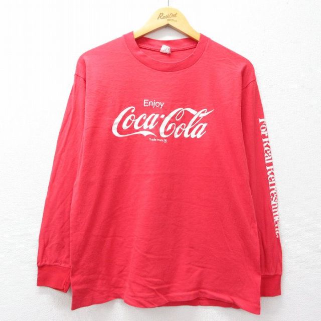 M★古着 BELTON 長袖 ビンテージ Tシャツ メンズ 90年代 90s コカコーラ コットン クルーネック USA製 赤【spe】 25nov26