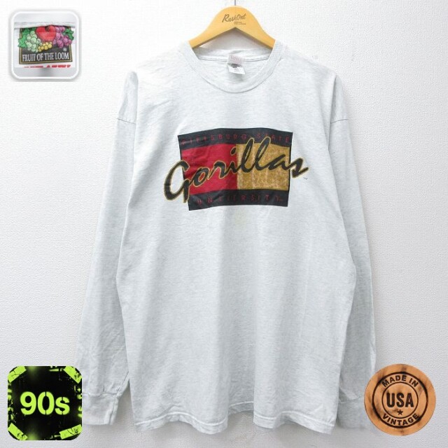 フルーツオブザルーム 90s 長袖Tシャツ Gorillas グレー XL | 古着