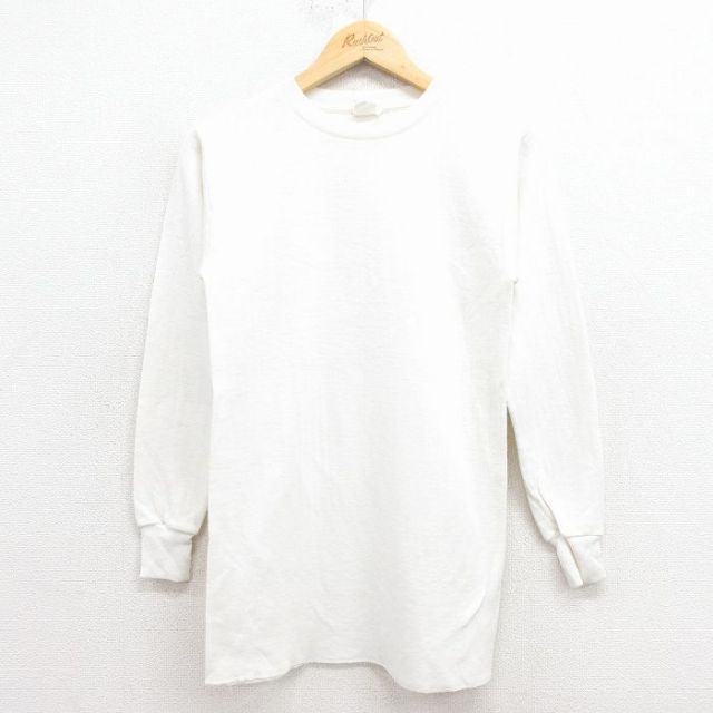 S★古着 長袖 ビンテージ Tシャツ メンズ 80年代 80s 無地 クルーネック 白 25dec08
