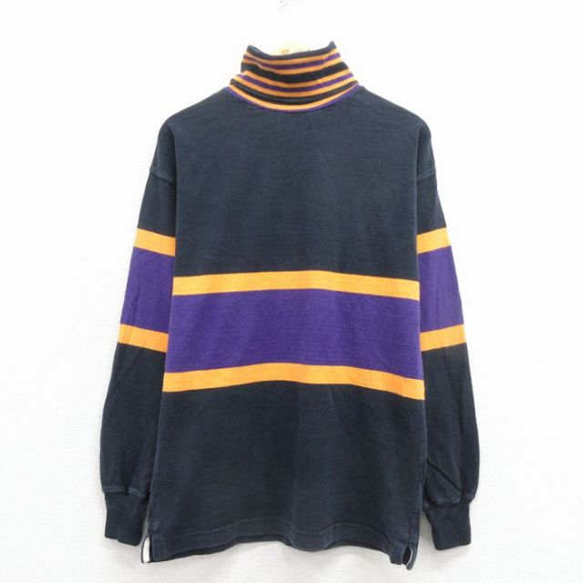 L★古着 長袖 ビンテージ Tシャツ メンズ 90年代 90s コットン タートルネック ハイネック USA製 黒他 25dec08