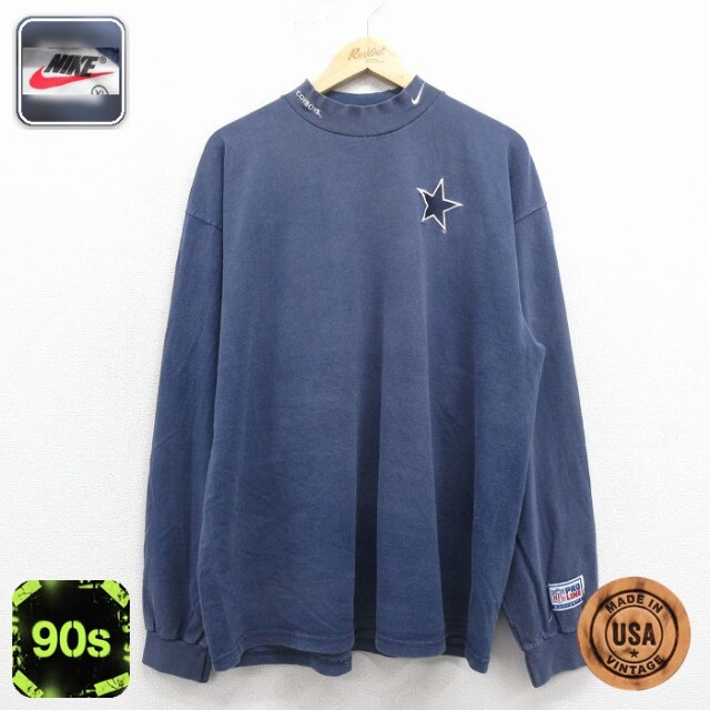 【50%OFF】ナイキ 90s 長袖Tシャツ ダラスカウボーイズ ネイビー XL | 古着
