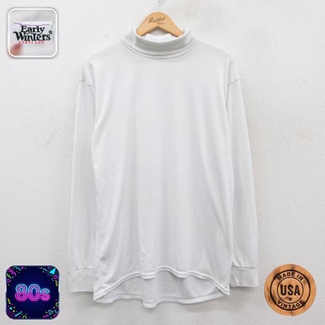 【50%OFF】80s 長袖Tシャツ ハイネック ホワイト XL | 古着