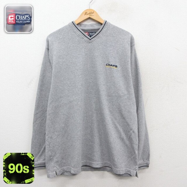 ラルフローレン 90s 長袖Tシャツ ワンポイントロゴ グレー XL | 古着