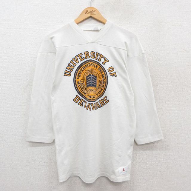 【20%OFF】90s 長袖Tシャツ DELAWARE ホワイト M | 古着