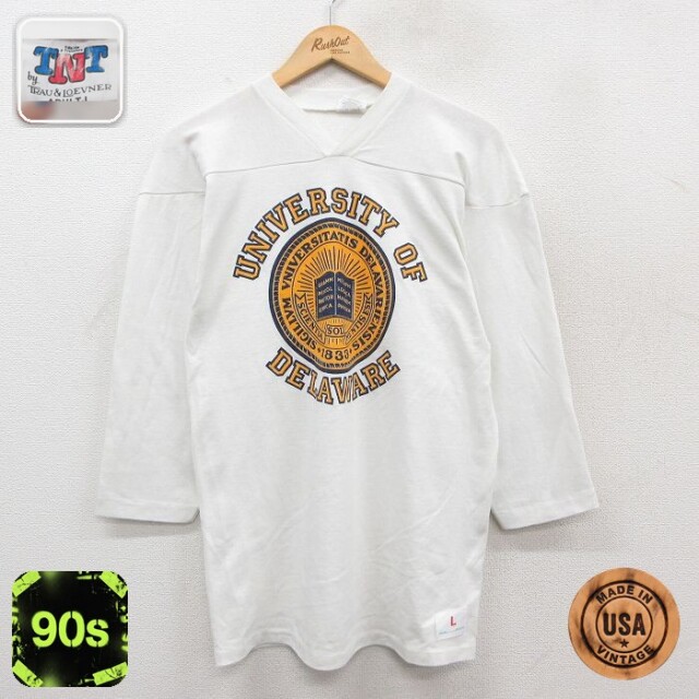 【50%OFF】90s 長袖Tシャツ DELAWARE ホワイト M | 古着