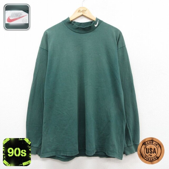 【50%OFF】ナイキ 90s 長袖Tシャツ ワンポイント グリーン XL | 古着
