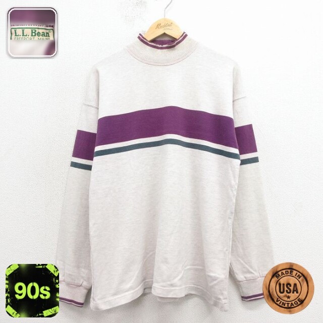 【50%OFF】エルエルビーン 90s 長袖Tシャツ モックネック グレー L | 古着