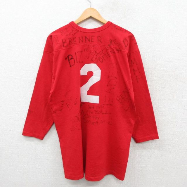 古着通販 XL☆古着 ラッセル 7分袖 ビンテージ フットボール Tシャツ