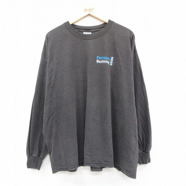 XL★古着 長袖 ビンテージ Tシャツ メンズ 00年代 00s Ferrous Machining 大きいサイズ コットン クルーネック 黒 26jan26