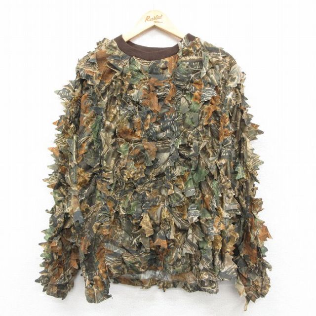 L★古着 カベラス 長袖 ビンテージ Tシャツ メンズ 90年代 90s クルーネック USA製 茶他 迷彩【spe】 26jan26