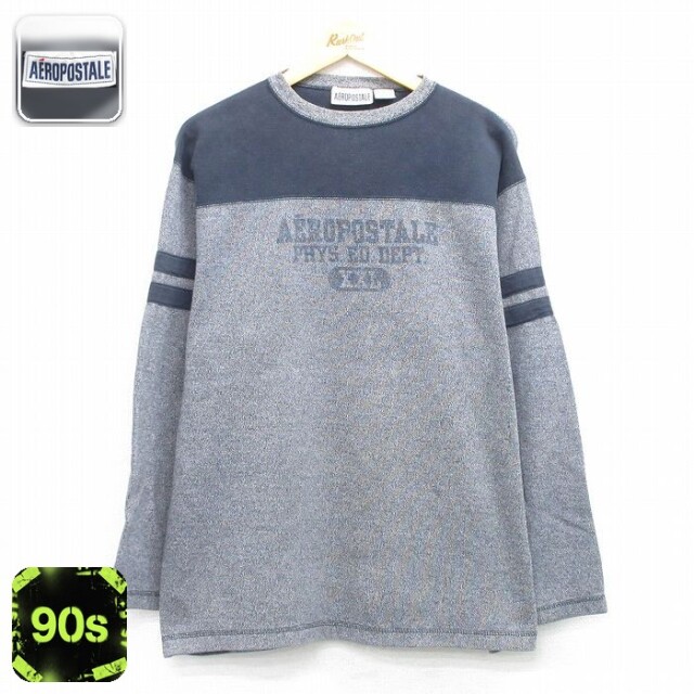 【50%OFF】エアロポステール 90s 長袖Tシャツ ビッグロゴ グレー XL | 古着