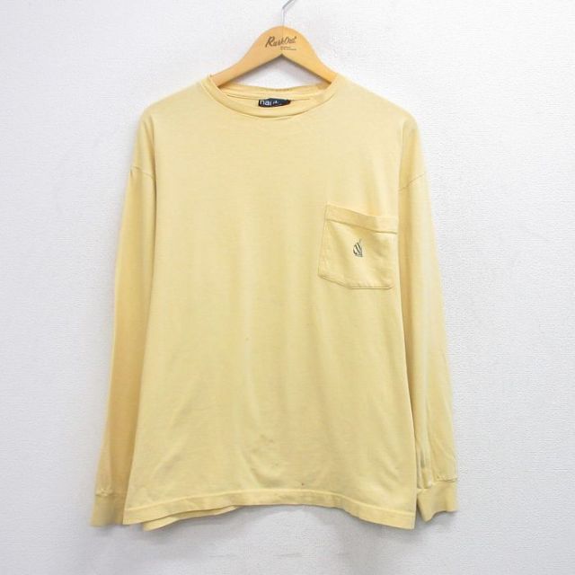 【20%OFF】ノーティカ 90s 長袖Tシャツ ワンポイントロゴ イエロー XL | 古着
