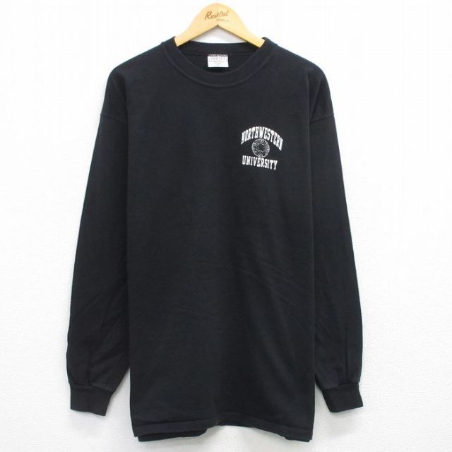 【20%OFF】90s 長袖Tシャツ NORTHWESTERN ブラック XL | 古着
