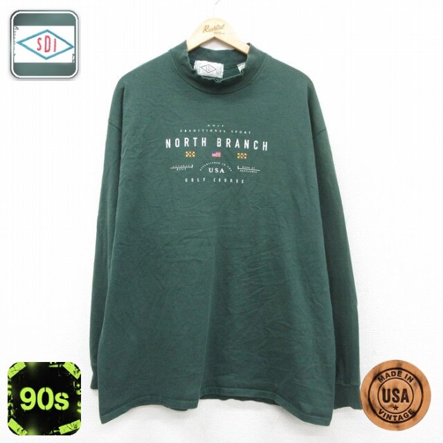 【50%OFF】90s 長袖Tシャツ NORTH BRANCH グリーン XL | 古着