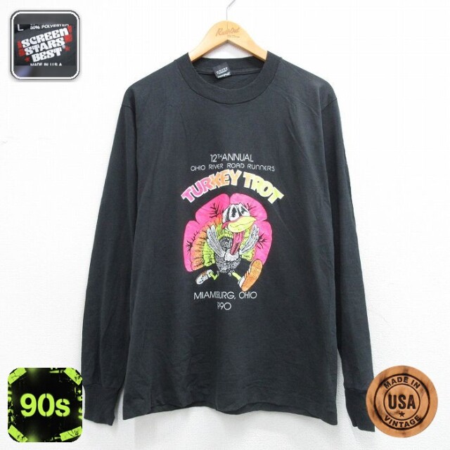 【50%OFF】スクリーンスターズ 90s 長袖Tシャツ ターキー ブラック M | 古着