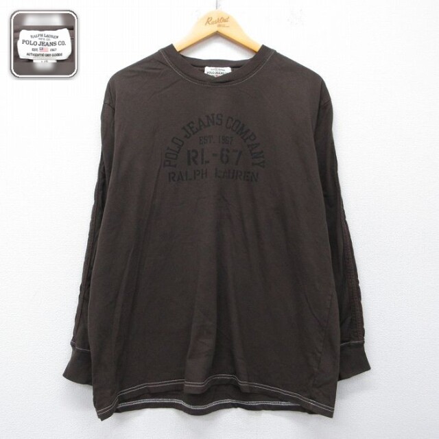 ラルフローレン 長袖Tシャツ ビッグロゴ ブラウン L | 古着