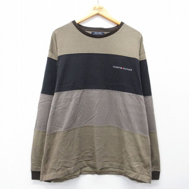 【20%OFF】トミーヒルフィガー 90s 長袖Tシャツ ワンポイントロゴ グリーン L | 古着