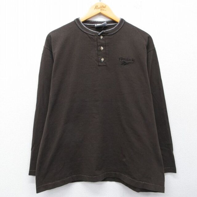 リーボック 90s 長袖Tシャツ ワンポイントロゴ ブラウン M | 古着