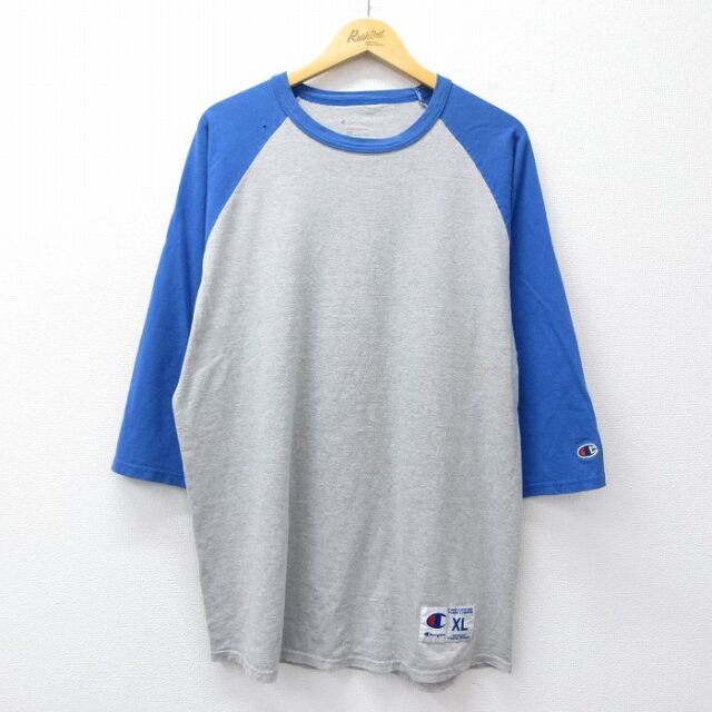 チャンピオン 7分袖Tシャツ ラグラン グレー XL | 古着