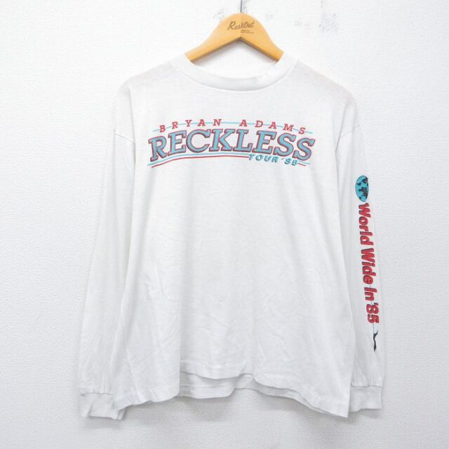古着通販 XL☆古着 長袖 ビンテージ ロック バンド Tシャツ メンズ 80