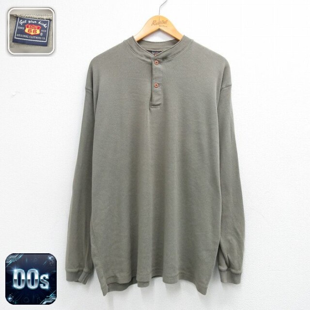 ルート66 00s 長袖Tシャツ ヘンリーネック グリーン XL | 古着