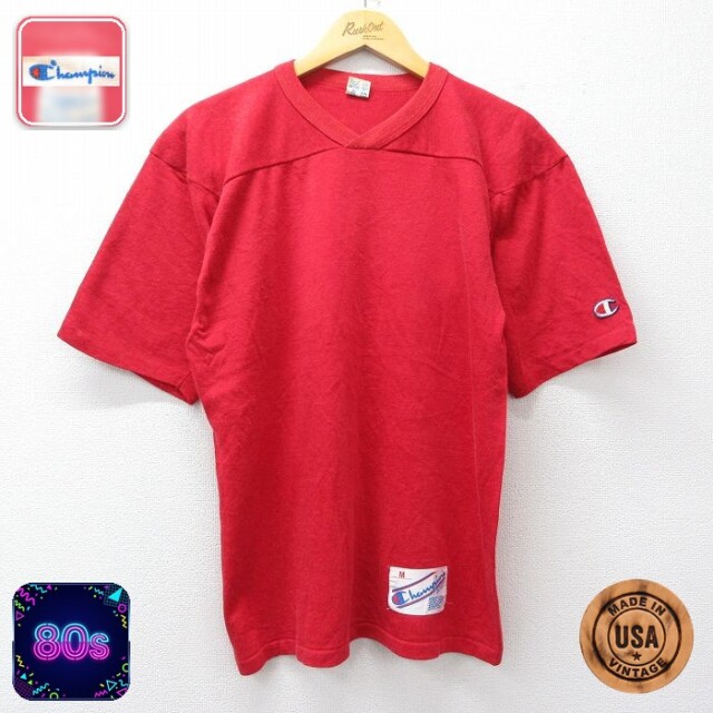 【20%OFF】チャンピオン 80s 半袖Tシャツ フットボール レッド メンズM相当 | 古着
