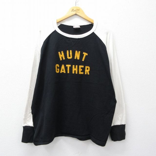 90s ラグランTシャツ HUNT GATHER ツートンカラー ブラック メンズXL相当 | 古着