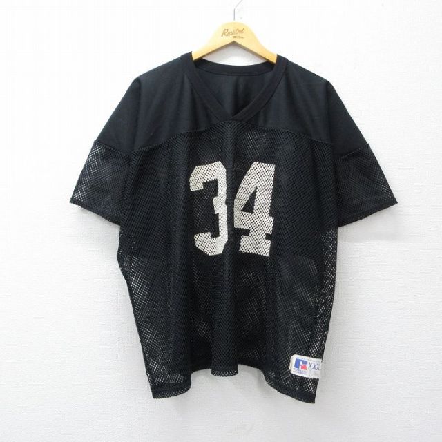 ラッセル 90s 半袖Tシャツ フットボール ブラック メンズXL相当 | 古着
