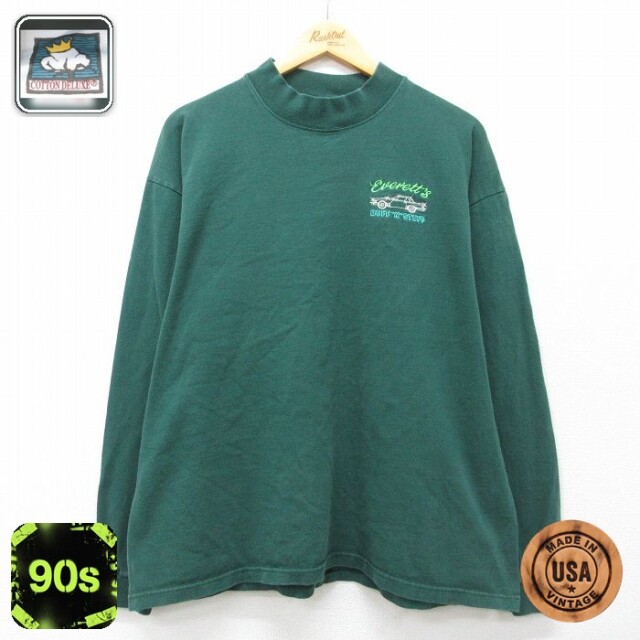 【20%OFF】90s 長袖Tシャツ 車 グリーン メンズXL相当 | 古着