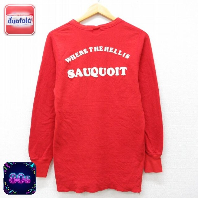 デュオフォールド 80s 長袖Tシャツ SAUQUOIT レッド メンズM相当 | 古着