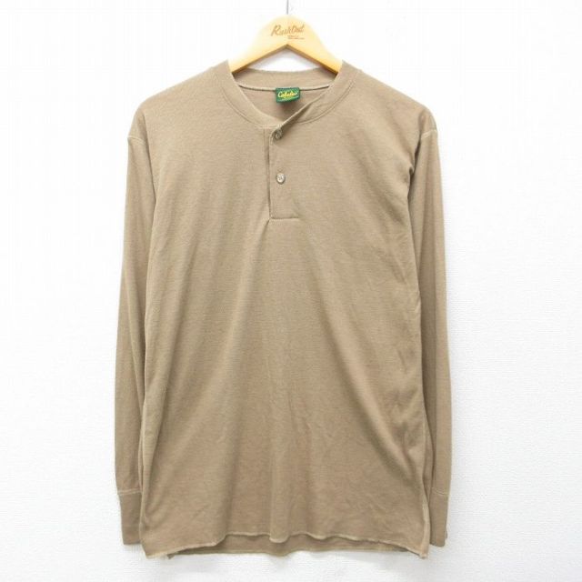 カベラス 90s 長袖Tシャツ ヘンリーネック ベージュ メンズM相当 | 古着