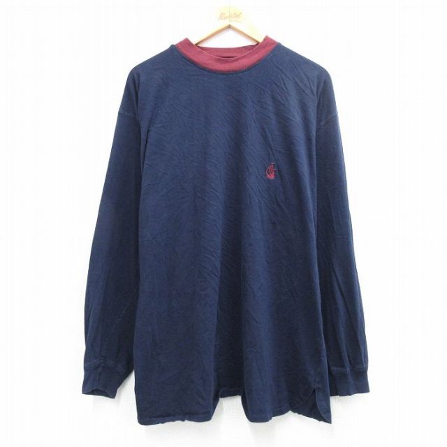 ノーティカ 90s 長袖Tシャツ ワンポイントロゴ ネイビー メンズXL相当 | 古着