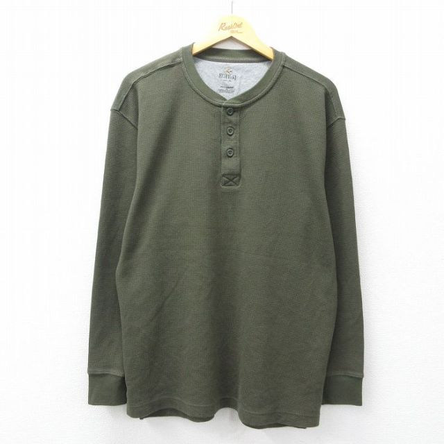 レッドヘッド 長袖サーマルTシャツ ヘンリーネック グリーン メンズXL相当 | 古着