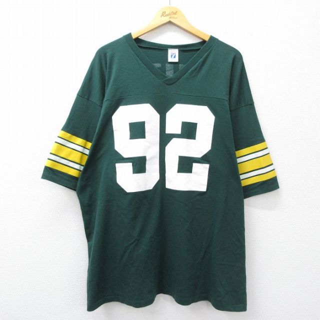 90s 半袖フットボールTシャツ NFL グリーンベイパッカーズ グリーン メンズXL相当 | 古着