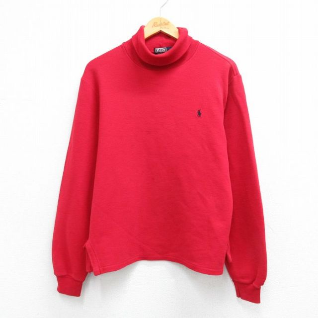 ラルフローレン 90s 長袖Tシャツ ワンポイントロゴ レッド メンズL相当 | 古着
