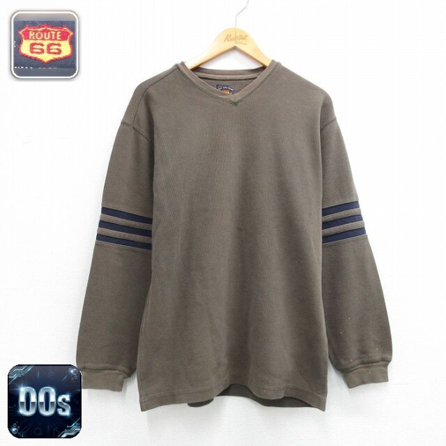 ルート66 00s 長袖Tシャツ Vネック ブラウン メンズL相当 | 古着