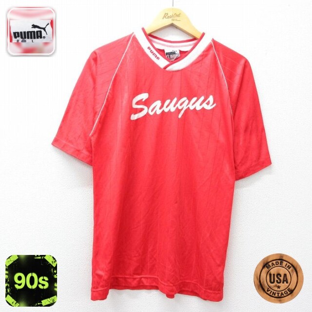 【20%OFF】プーマ 90s ラグラン長袖Tシャツ Saugus レッドストライプ メンズL相当 | 古着