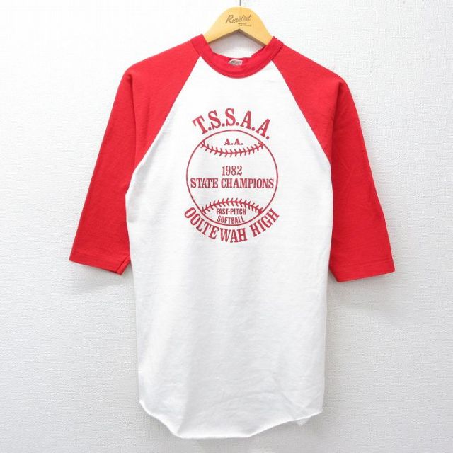ラッセル 80s 7分袖Tシャツ ソフトボール ホワイト M | 古着